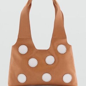 Mango Leather Shoulder Bag with Mirrors